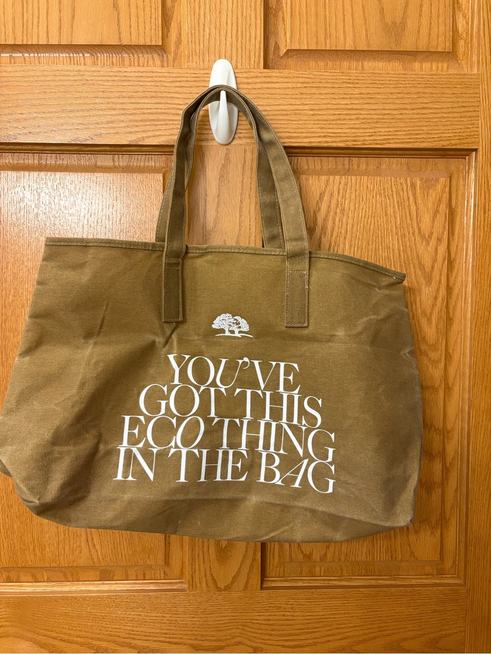Origins Canvas Eco Tote Bag in Brown with White Print